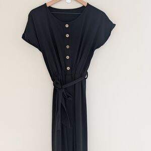 Elegant Black Button-Down Dress